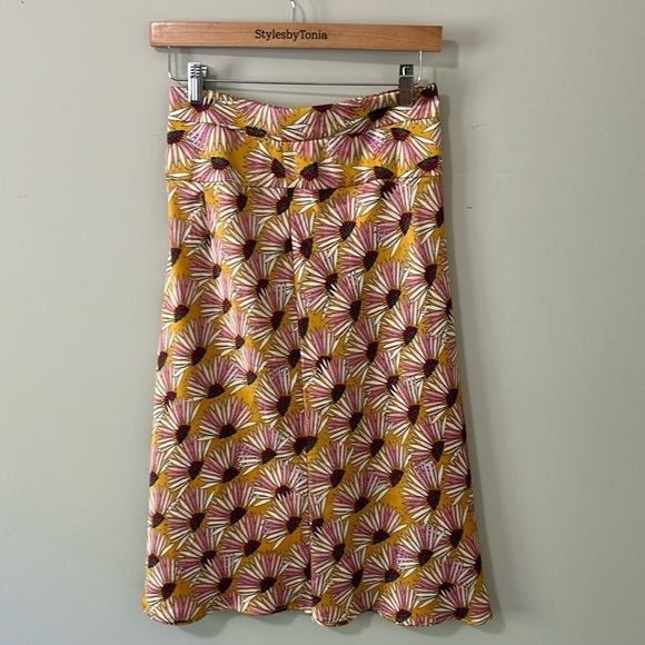 FREE PEOPLE Normani Bias Floral Printed Midi Skirt Drapey in Honey Size 4 NEW - Picture 5 of 15